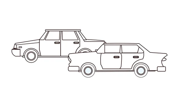 빈티지와 클래식 현대 자동차 차량 흑백 — 스톡 벡터