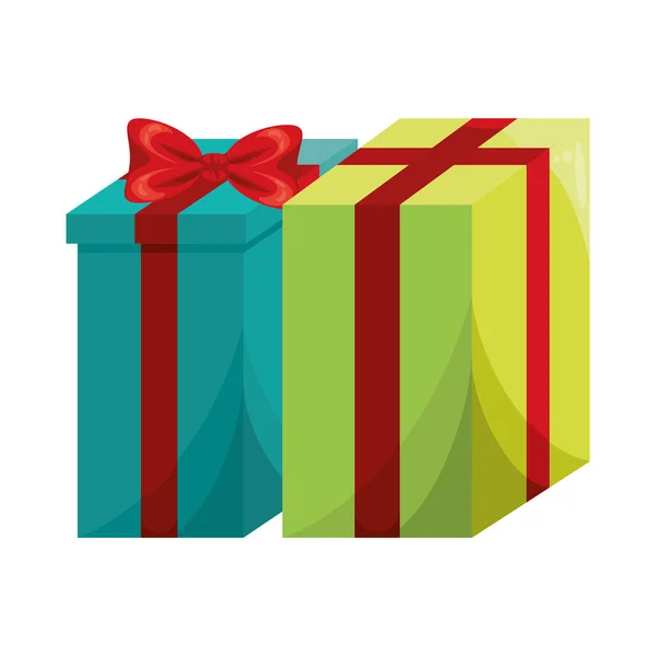 Regali scatole regalo con icone fiocchi — Vettoriale Stock