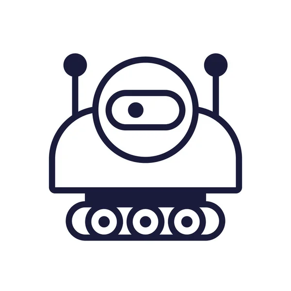 Robot med hjul cyborg isolerad ikon — Stock vektor