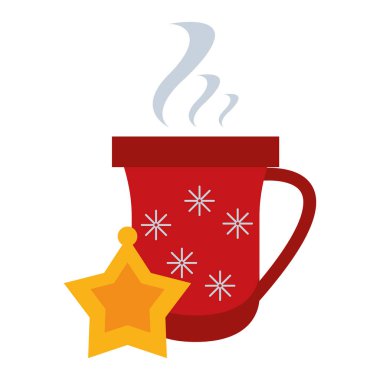 Mutlu noeller dekoratif yıldız ve çikolata kupası