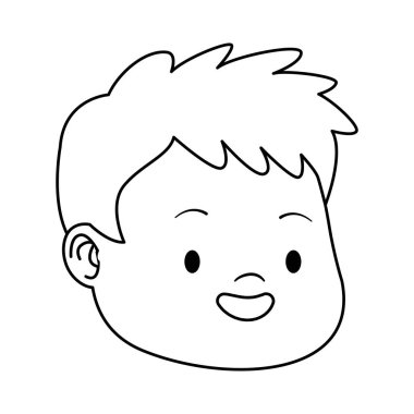 Çizgi film çocuğu gülen ikon, düz tasarım