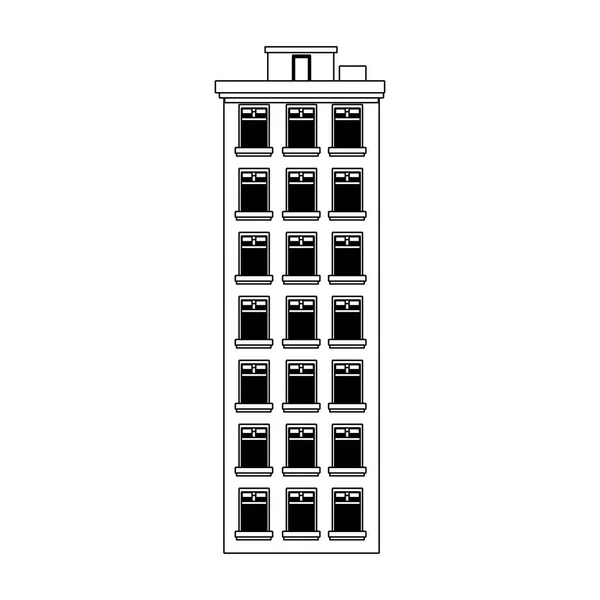 Ψηλό εικονίδιο του κτιρίου της πόλης, επίπεδη σχεδίαση — Διανυσματικό Αρχείο