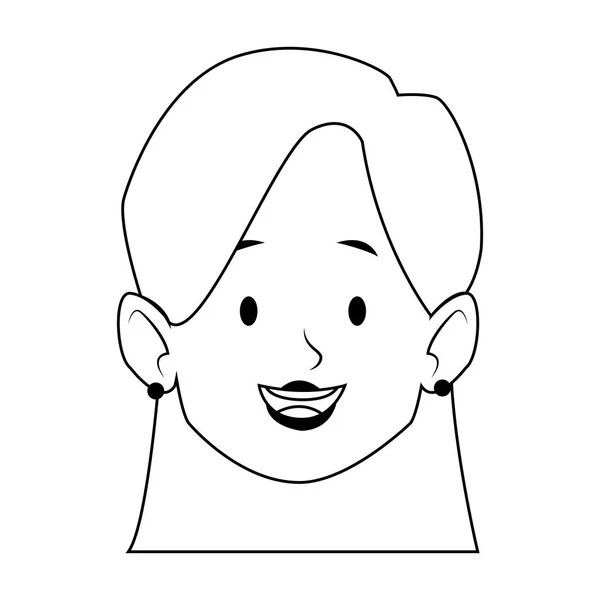 Icono de la cara de la mujer de dibujos animados, diseño plano — Vector de stock