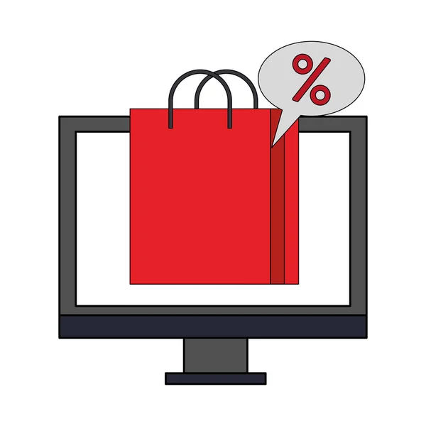 Online-Shopping E-Commerce Verkauf Cartoon — Stockvektor