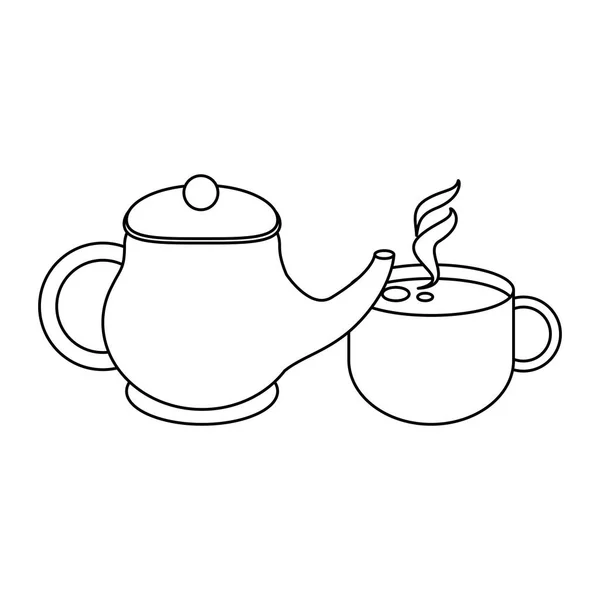 Thé pot et tasse design — Image vectorielle