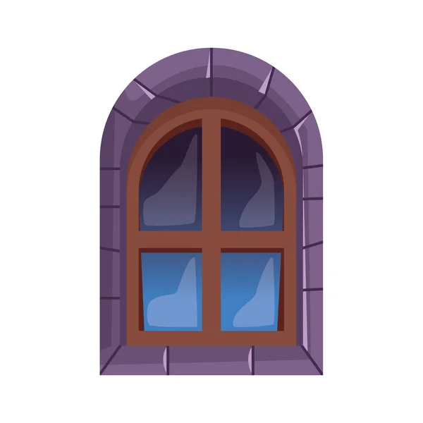 Halloween janela do castelo ícone isolado — Vetor de Stock