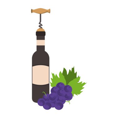 Bir demet üzüm ve şarap şişesi tasarımı