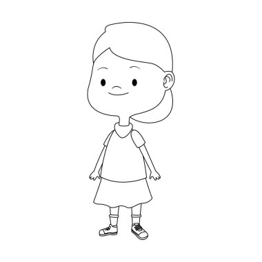 Çizgi film kızı simgesi, düz tasarım