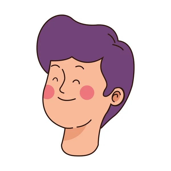 Cartoon teenager boy face icon, colorful design — 스톡 벡터