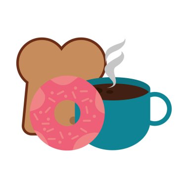 Kahve fincanı ve çörek tasarımı.