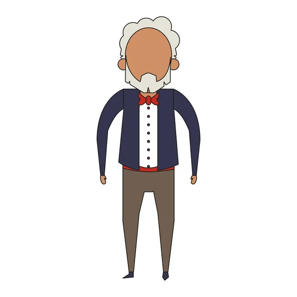 Grandparent senior old grandfather cartoon faceless — 스톡 벡터