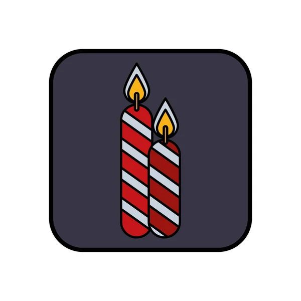 Allegre candele natalizie icona isolata — Vettoriale Stock