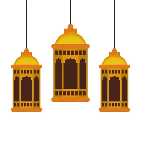 Lanternas decoração festival lâmpadas desenhos animados —  Vetores de Stock