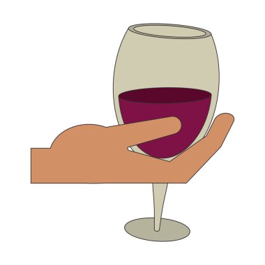 Şarap kadehi simgesiyle el.