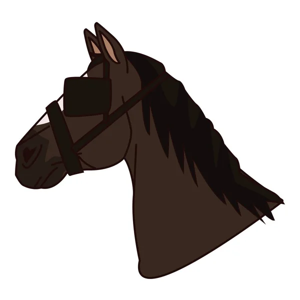 Κεφάλι αλόγου με κάλυμμα ματιών κινούμενα σχέδια — Διανυσματικό Αρχείο