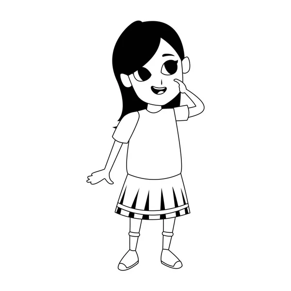 Cartoon little girl standing icon, flat design — Stock Vector