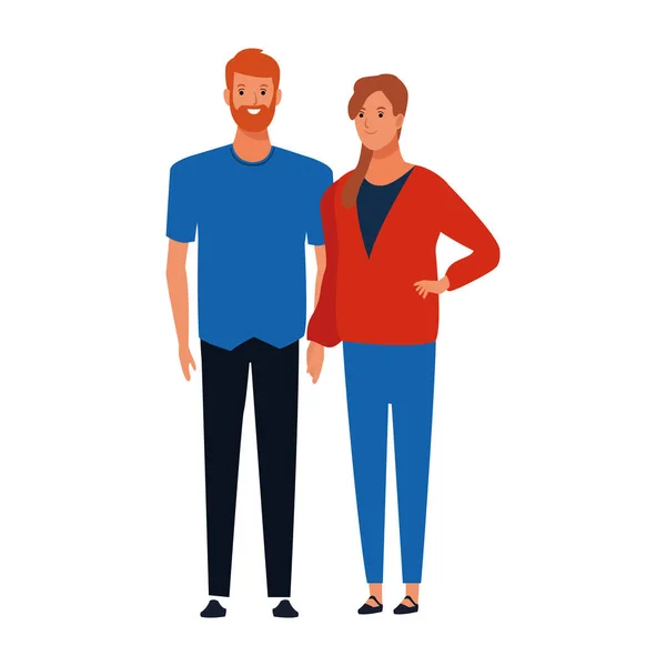 Καρτούν ζευγάρι στέκεται, πολύχρωμο σχεδιασμό — Διανυσματικό Αρχείο
