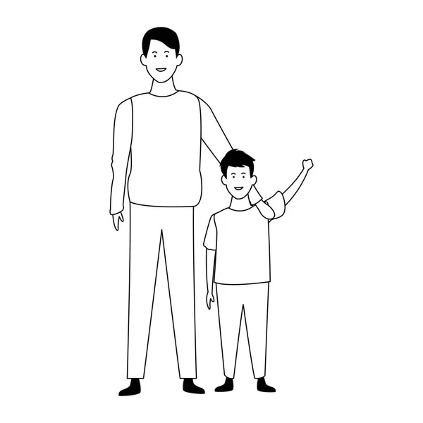 Καρτούν πατέρας και γιος πολύχρωμο σχεδιασμό. — Διανυσματικό Αρχείο