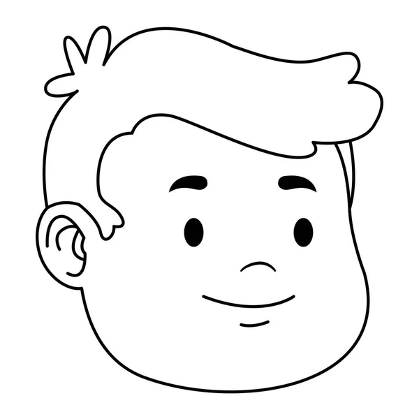 Cartoon boy face icon, flat design — 스톡 벡터