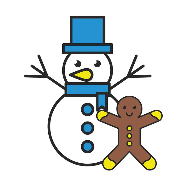 Feliz Natal boneco de neve personagem bonito — Vetor de Stock