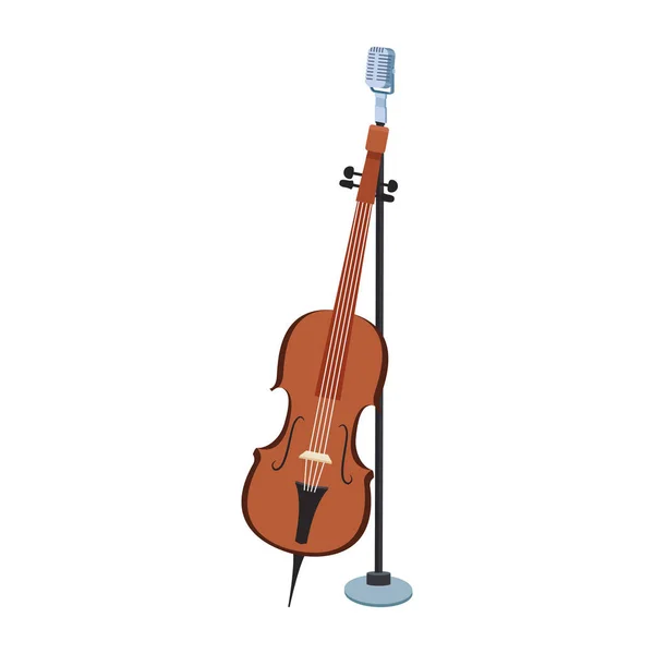 古典乐器、话筒和大提琴图标图像 — 图库矢量图片
