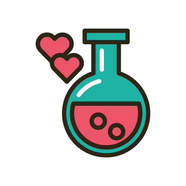 Prueba de tubo con poción de amor del corazón — Vector de stock