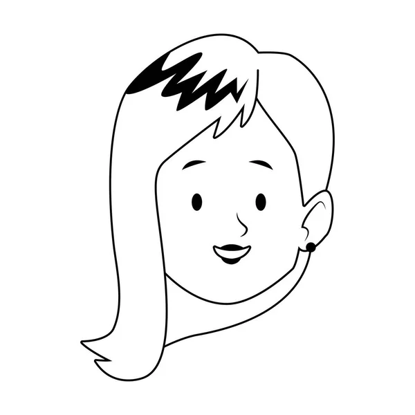 Icono de la cara de la mujer de dibujos animados, diseño plano — Vector de stock