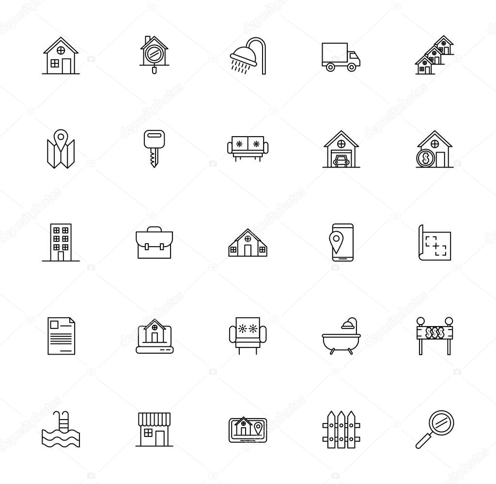 bundle of real estate set icons