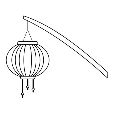 Çin feneri ikonu, düz dizayn