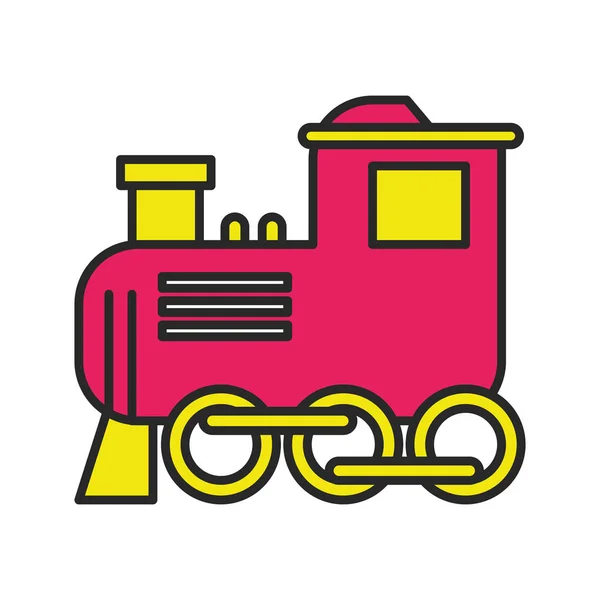 Pequeño tren juguete aislado icono — Archivo Imágenes Vectoriales