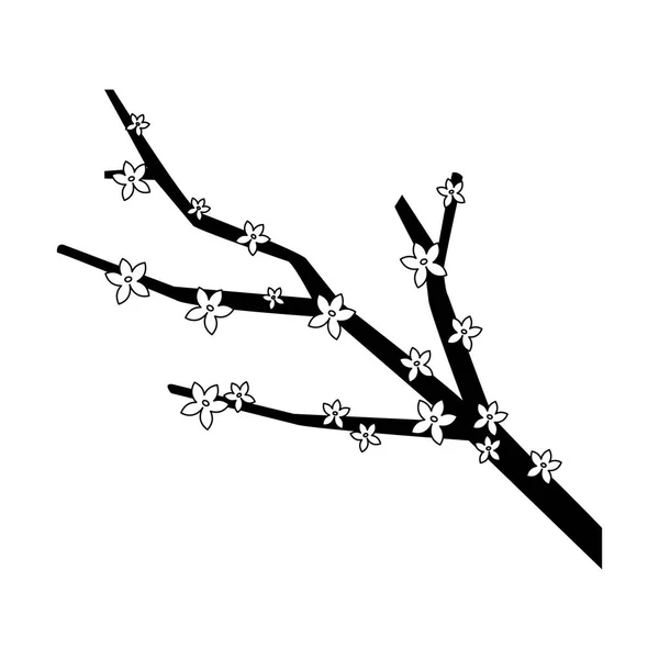 Çiçek ağacı dalı simgesi, düz tasarım — Stok Vektör