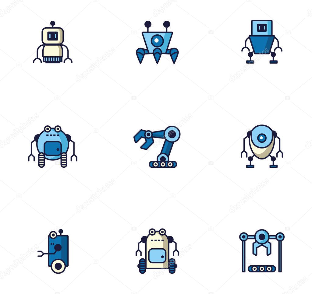 bundle of robots cyborg set icons