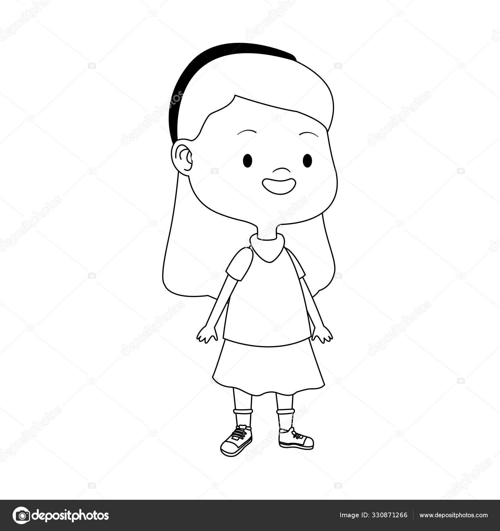 Ícone De Desenho Animado De Menina Em Pé, Design Colorido