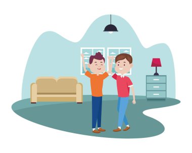 Delikanlılar evdeki karakterleri tanıyorlar.