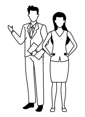 Siyahlı beyazlı girişimci çift.