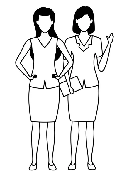 Couple entrepreneur d'affaires exécutif en noir et blanc — Image vectorielle