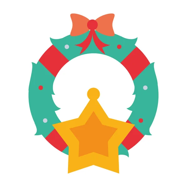 Весёлая рождественская декоративная звезда с венком — стоковый вектор