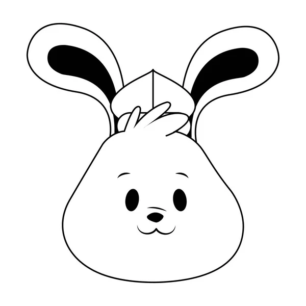 Tecknad kanin ansikte med hatt, platt design — Stock vektor