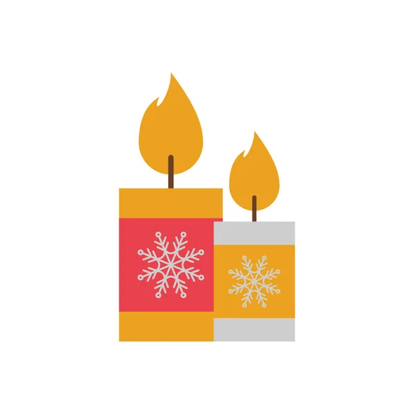 Allegre candele natalizie icona isolata — Vettoriale Stock