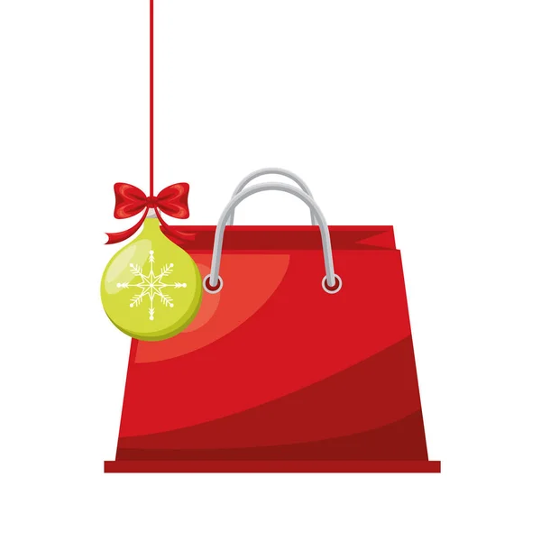 Papel saco de compras e marketing bola de Natal — Vetor de Stock