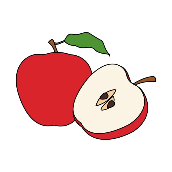 Apfelfrucht-Ikone, flaches Design — Stockvektor