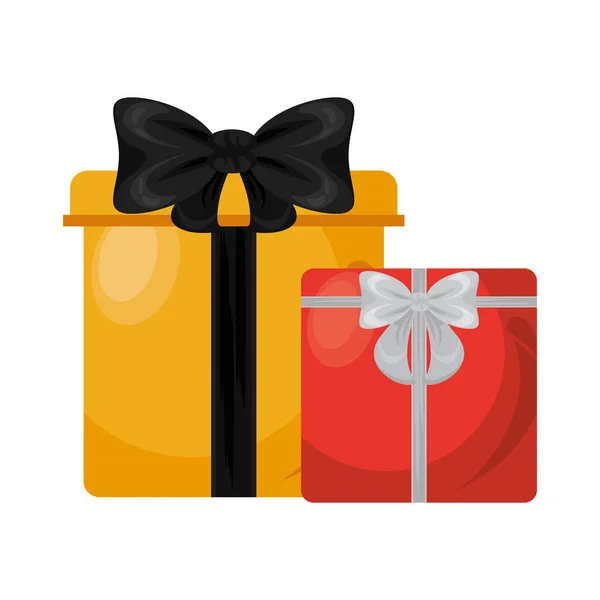 Giftboxes presents with bows icons — Stock Vector