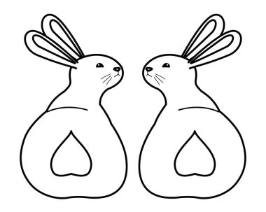 Siyah beyaz sevimli üç tavşan hayvanlar karikatürler