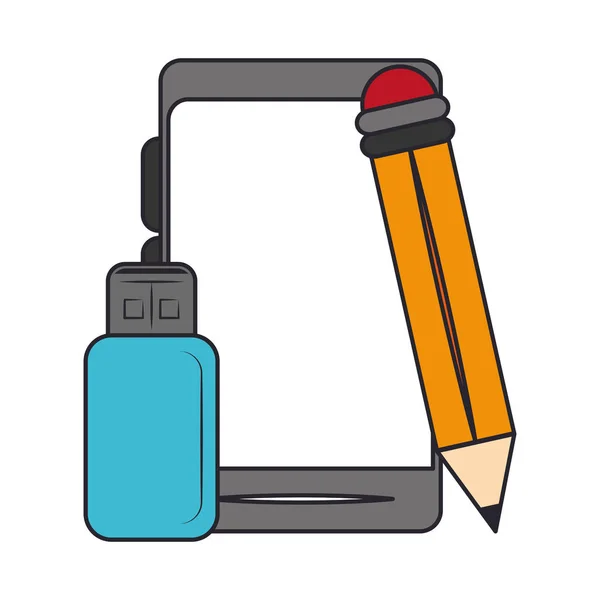 Pencil and usb isolated icon — 图库矢量图片