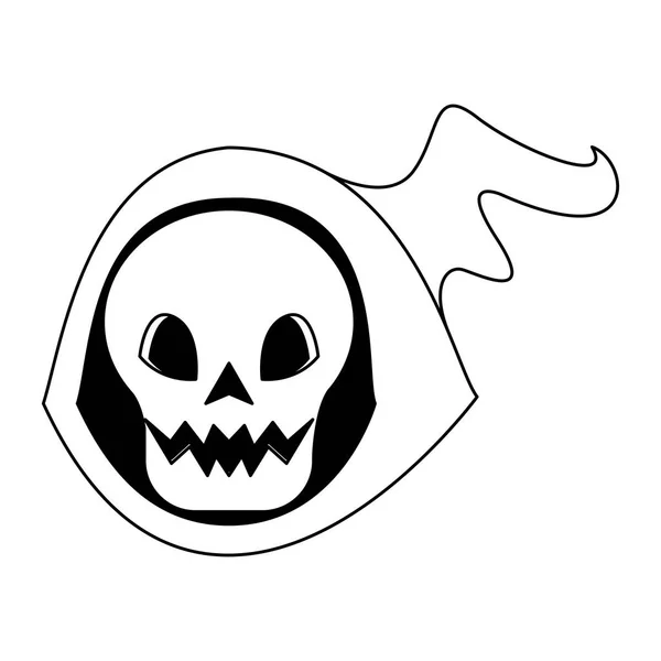 Halloween octubre temible celebración de dibujos animados en blanco y negro — Vector de stock