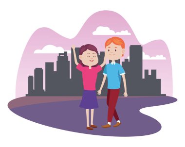 Şehirdeki genç çiftler