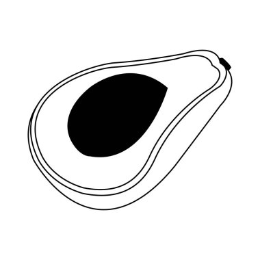 Yarı avokado simgesi, düz tasarım