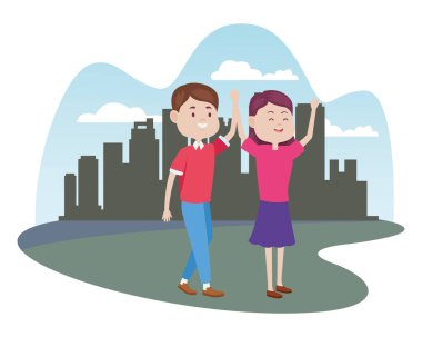 Şehirdeki genç çiftler