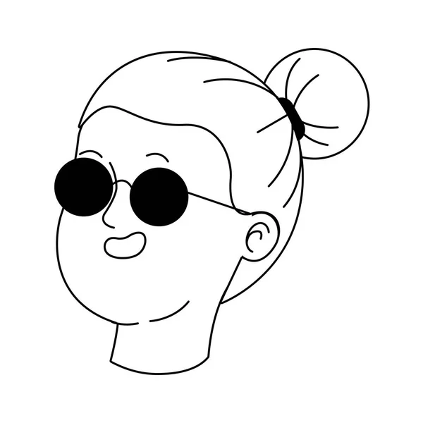 Έφηβος κορίτσι με γυαλιά ηλίου εικονίδιο — Διανυσματικό Αρχείο