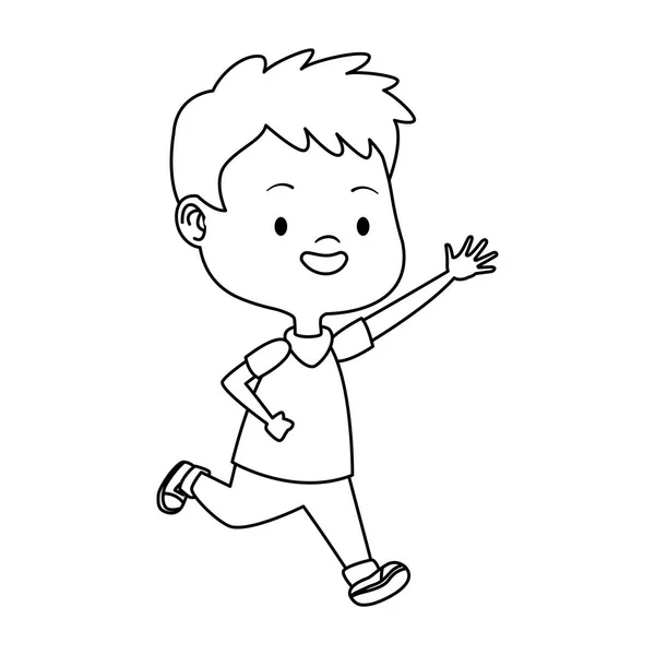 Cartoon kleine jongen spelen, plat ontwerp — Stockvector